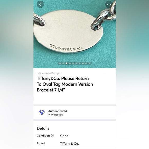 Tiffany&Co. Please Return To Oval Tag Modern Version Bracelet 7 1/4” - Picture 6 of 13